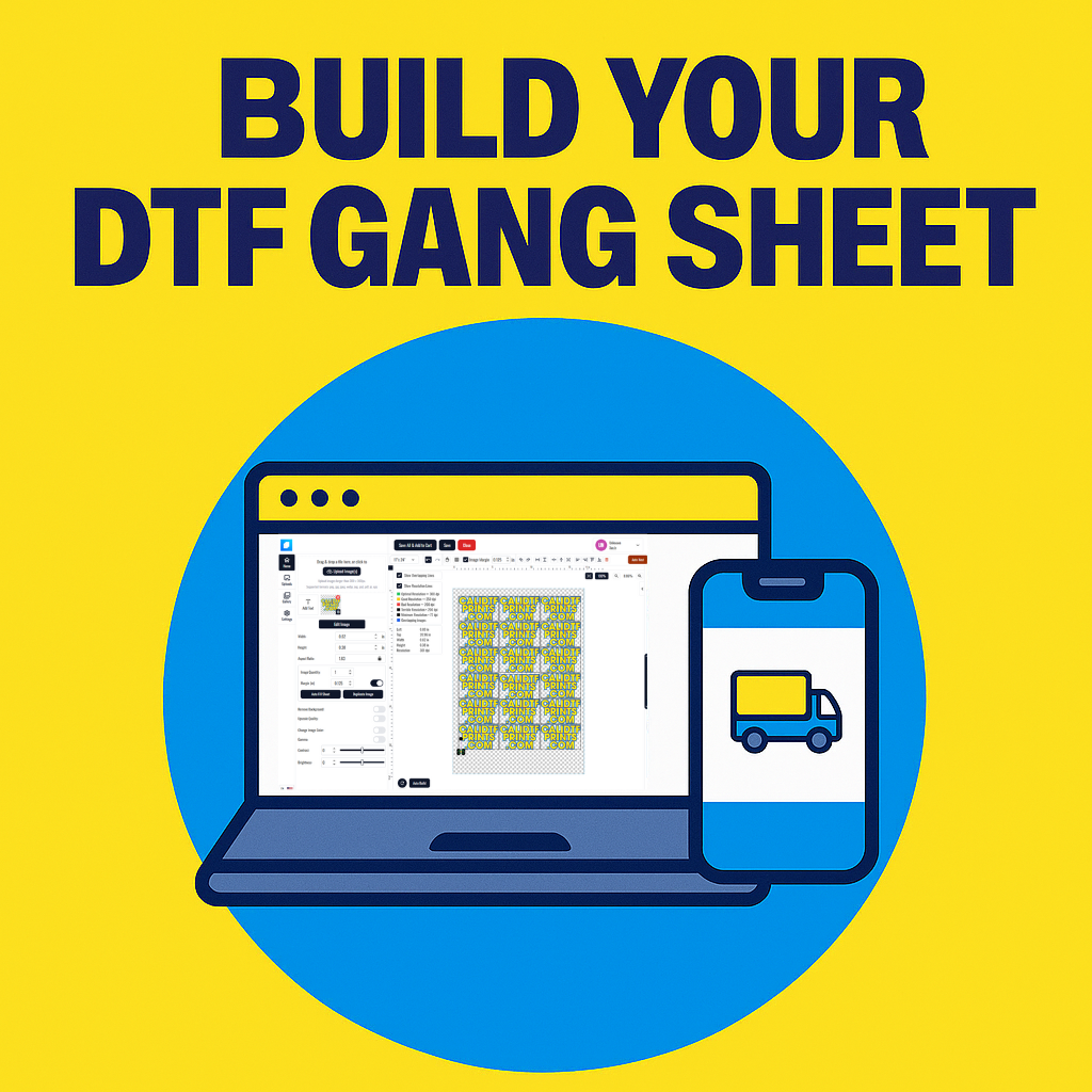 Cali DTF Prints gang sheet builder tool to create custom DTF layouts