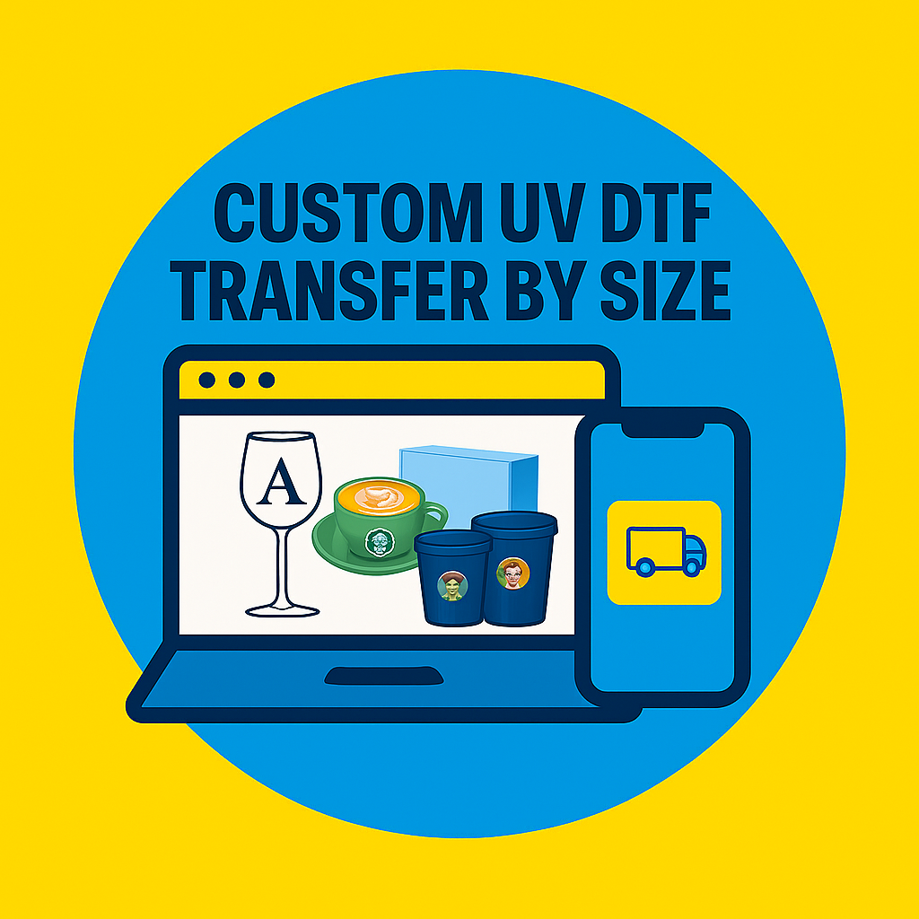 Order UV DTF transfers by size for custom waterproof decals – Cali DTF Prints
