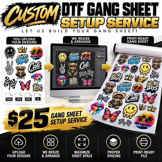 Custom DTF Gang Sheet Setup Service